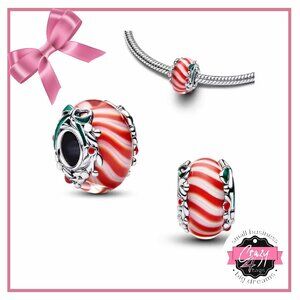 Murano Glass Candy Cane Charm